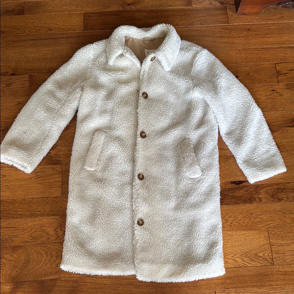 Abercrombie & Fitch Fuzzy White Trench Coat